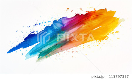 虹色、カラフルな水彩の背景、ペイント筆致 115797357