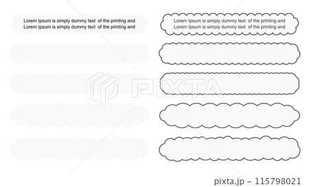 雲のようなもこもこの形をしたシンプルなテロップベースのセット　ベクター素材 115798021