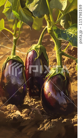 In detailed botanical illustration style yellow tomatoes thrive on a plantation, their rich, organic fruit ripening amid lush green vines showcasing natures intricate beauty  115798169