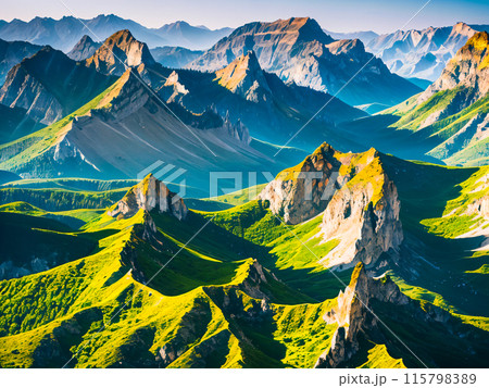 winter panorama of high mountains 115798389