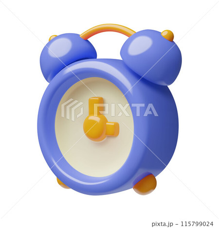 Blue alarm clock time 3D icon Minimal three dimensional vector object isolated on white background Blue alarm clock time 3D icon Minimal three dimensional vector object isolated on white background 115799024