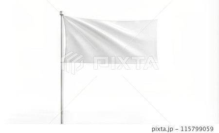 Flag made of white fabric, white, isolate, mockup 115799059
