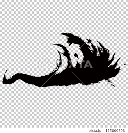 躍動感のあるシンプルな波の墨絵のイラスト素材　ベクター 115800208