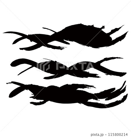 躍動感のあるシンプルな波の墨絵のイラスト素材　ベクター 115800214