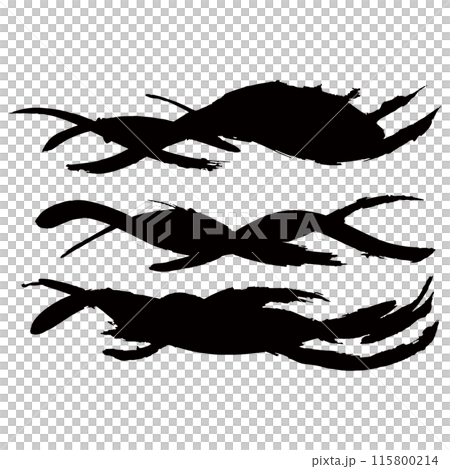 躍動感のあるシンプルな波の墨絵のイラスト素材　ベクター 115800214