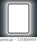 Vertical lightbox mockup with rounded corners on a grey wall background, vector 115800959