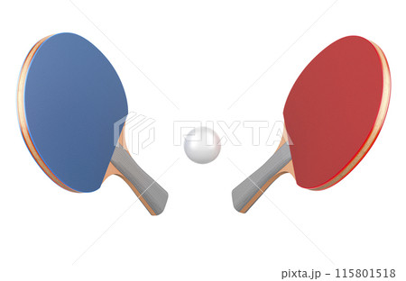 Table tennis, ping pong rackets and ball. 3D rendering 115801518