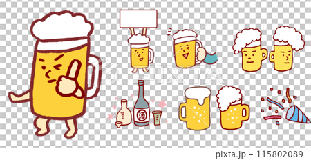 生啤酒等飲料的可愛角色 115802089