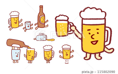 生ビールなどお酒のカワイイキャラクター 生ビールなどお酒のカワイイキャラクター 115802090