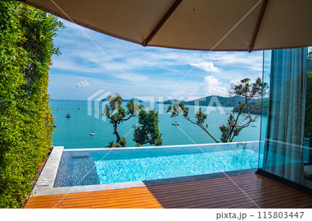 Pool view in Ao Yon Yai beach in Phuket, Thailand Pool view in Ao Yon Yai beach in Phuket, Thailand 115803447