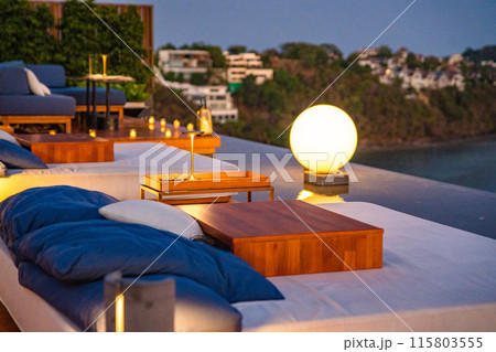 Rooftop bar view in Ao Yon Yai beach in Phuket, Thailand Rooftop bar view in Ao Yon Yai beach in Phuket, Thailand 115803555