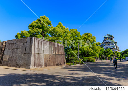 大阪府　大阪市　大阪城公園の中にある巨石と大阪城 115804633