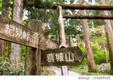 花の名山と自然豊かな、金剛山の案内看板(奈良県御所市高天)※作品コメント欄に撮影位置 花の名山と自然豊かな、金剛山の案内看板(奈良県御所市高天)※作品コメント欄に撮影位置 115805428