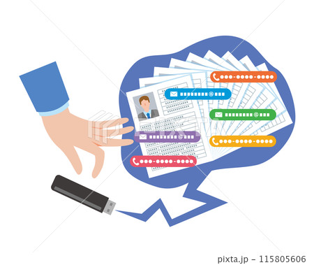 データ紛失による情報漏えいのイメージイラスト 115805606