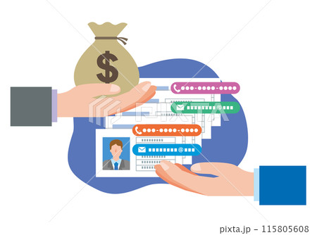 個人情報を売買するイメージイラスト 115805608