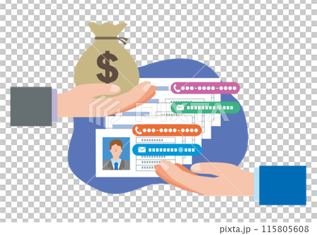 個人情報を売買するイメージイラスト 115805608