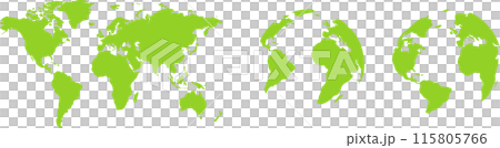 Green flat and 3D world maps set 115805766