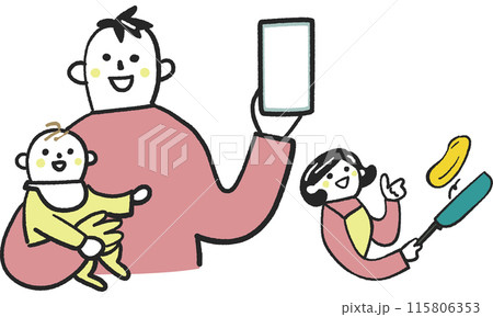 子育てファミリーも手軽にデジタルで手続き ストック素材 子育てファミリーも手軽にデジタルで手続き ストック素材 115806353