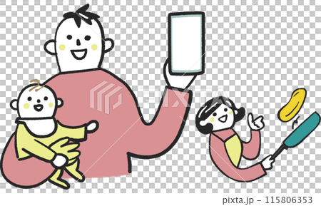 子育てファミリーも手軽にデジタルで手続き ストック素材 子育てファミリーも手軽にデジタルで手続き ストック素材 115806353