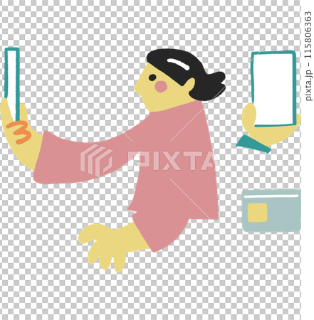 一位女士用智慧型手機和一套我的號碼卡自拍的庫存材料 115806363