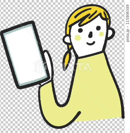 Person holding a smartphone stock illustration Person holding a smartphone stock illustration 115806389