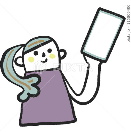 スマホを手に持つ人物　ストックイラスト素材 115806400