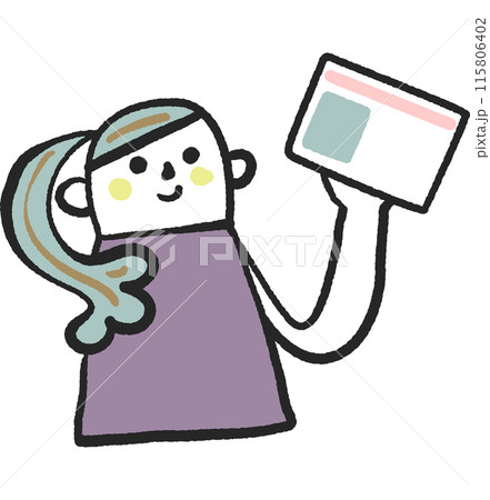マイナンバーカードを手に持つ人物　ストックイラスト素材 115806402
