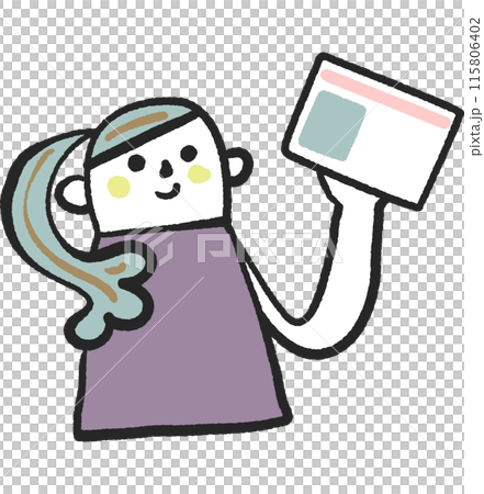 マイナンバーカードを手に持つ人物　ストックイラスト素材 115806402