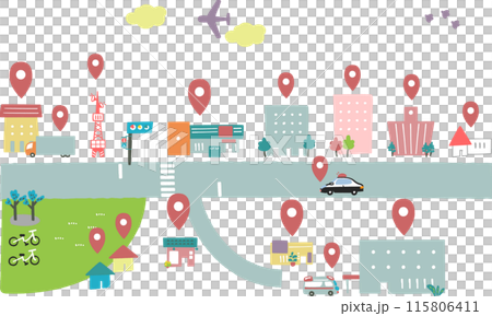 Location information and cities, or local cities stock illustration material 115806411