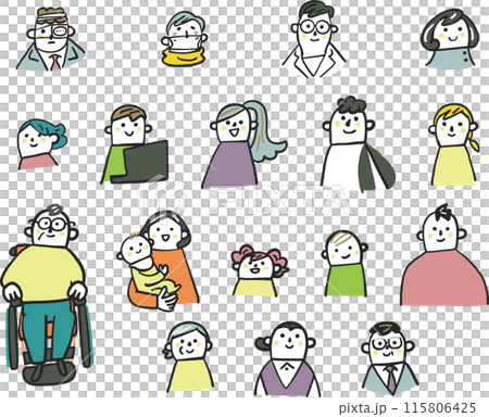 市井の人々 セットのストックイラスト素材 市井の人々 セットのストックイラスト素材 115806425