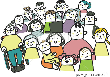 市井の人々　ストックイラスト素材 115806426