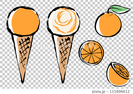帶有畫筆描邊的橙味冰淇淋插圖集 115806612