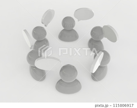 6人の意見交換立体アイコン　横　3Dイラストレーション 115806917