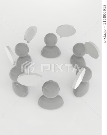 6人の意見交換立体アイコン　縦　3Dイラストレーション 115806918