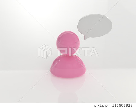 女性の意見立体アイコン　横　3Dイラストレーション 115806923