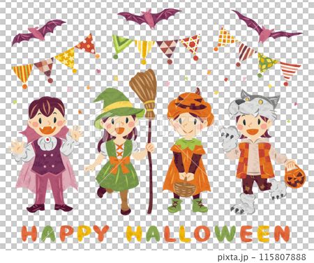 十月萬聖節服裝兒童插畫 十月萬聖節服裝兒童插畫 115807888