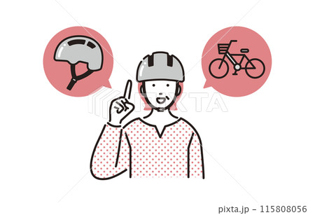 人物 自転車のヘルメットを装着したシニア女性 115808056