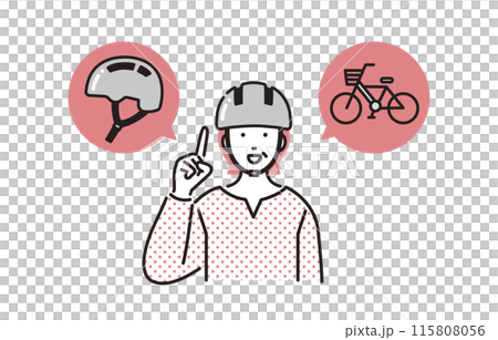 人物 自転車のヘルメットを装着したシニア女性 115808056