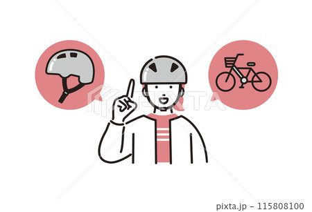 人物 自転車のヘルメットを装着した女の子 115808100