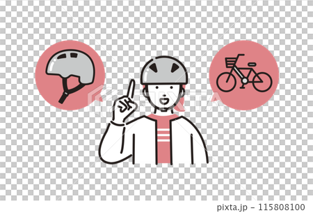 人物 自転車のヘルメットを装着した女の子 115808100