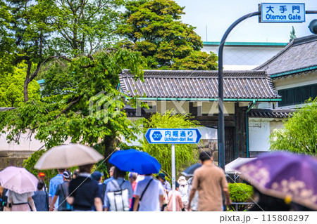 日本の東京都市景観 インバウンド復活…。外国人観光客で賑わう都内。大手門に向かう外国人観光客ら＝6月 115808297
