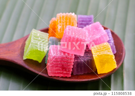Colorful crispy jelly. Thai sweet dessert Colorful crispy jelly. Thai sweet dessert 115808538