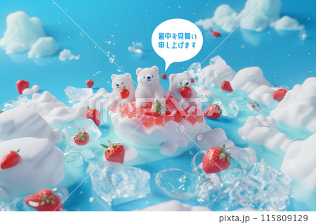 氷山とシロクマくんとかき氷（文字入り） 115809129