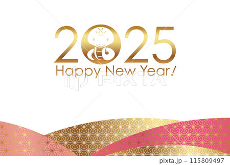 2025年　巳年の和柄年賀状テンプレート 115809497