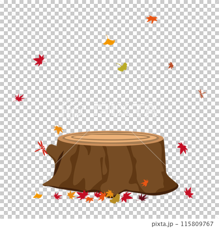 秋天的樹葉和樹樁的剪紙插圖 秋天的樹葉和樹樁的剪紙插圖 115809767