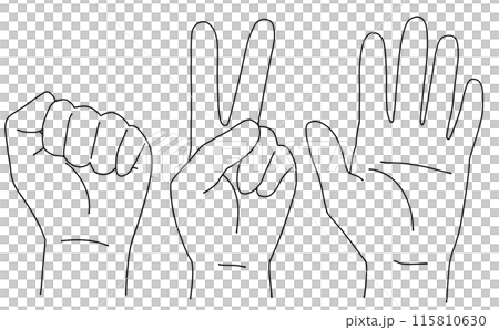 略寫實的剪刀石頭布手繪線條描 略寫實的剪刀石頭布手繪線條描 115810630