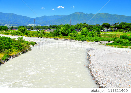 三峰川橋／三峰川より経ヶ岳方面を望む(長野県伊那市)【2024.6】 115811400