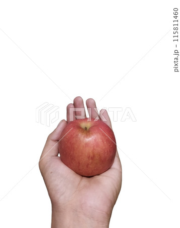 hand with a red apple hand with a red apple 115811460