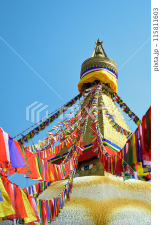 ネパールの首都カトマンズにあるボダナートのとても美しい風景 115811603