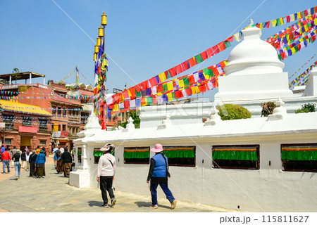 ネパールの首都カトマンズにあるボダナートのとても美しい風景 115811627